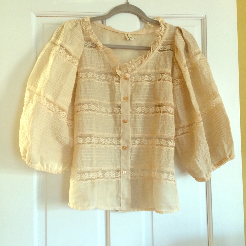 Vintage Poet Sleeve Fitted Blouse